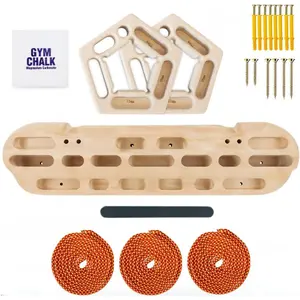Climbing Hangboard and Finger Hanging Holds, Fingerboard for Strength Training, Rock Climbing Grip Strengthening Hang Board with Suspension Chord Ropes and Chalk