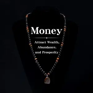 ARPURRAINA Money Attraction Necklace with Tiger Eye Pendant Healing Crystal Stone ,Obsidian,Anniversary, Vacation &Theme Parties Jewelry Charms Abundance Crystal bracelet,Long Chain,Sweater chain,Ideal Gift Jewelry for Men and Women