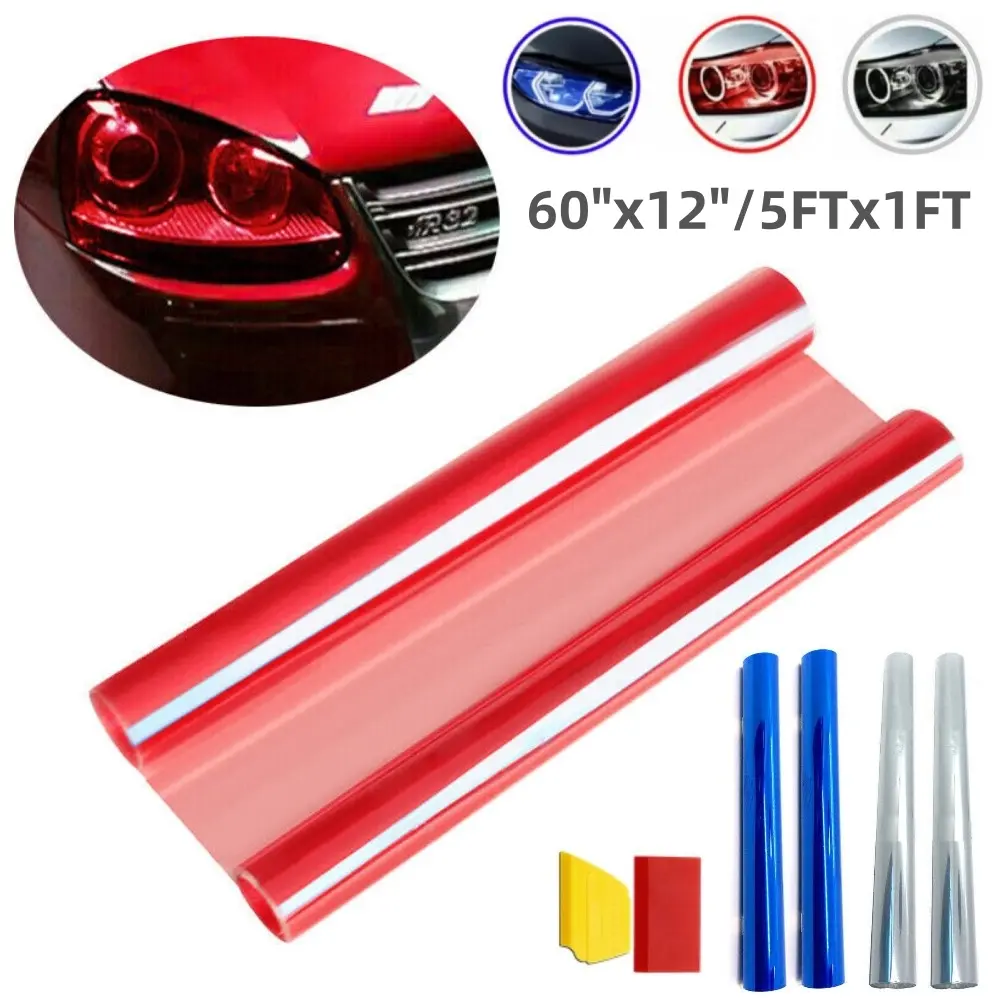 1-3 Pack Car Sticker Vinyl Wrap Decals Headlight Taillight Smoke Fog Light Film Tint Protector DIY Decoration Self-Adhesive + Hand Tool Kit Universal, 60"x12" / 5FTx1FT, Car Accessories, Auto Parts Accessories