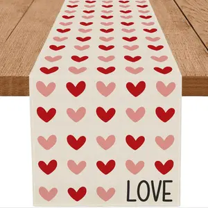 1 PC, Valentines Day Table Runner, Love Hearts I Love You Valentines Decorations Home Kitchen Dining Roonm Wedding Anniversary Holiday Table Decor