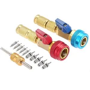 R134a Valve Core Quick Stripping Attachment Installation Program, High and Low Pressure Valve Core Stripping Attachment Tool Kit for R13a Refrigerant Air Conditioning System gas connection