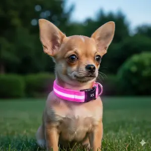 USB Charging Waterproof Reflective LED Dog Collar with Glow in The Dark Leash Light, Escape Proof Safety Buckle for Small Medium Dogs Cats Outdoor Camping Adventure Gear