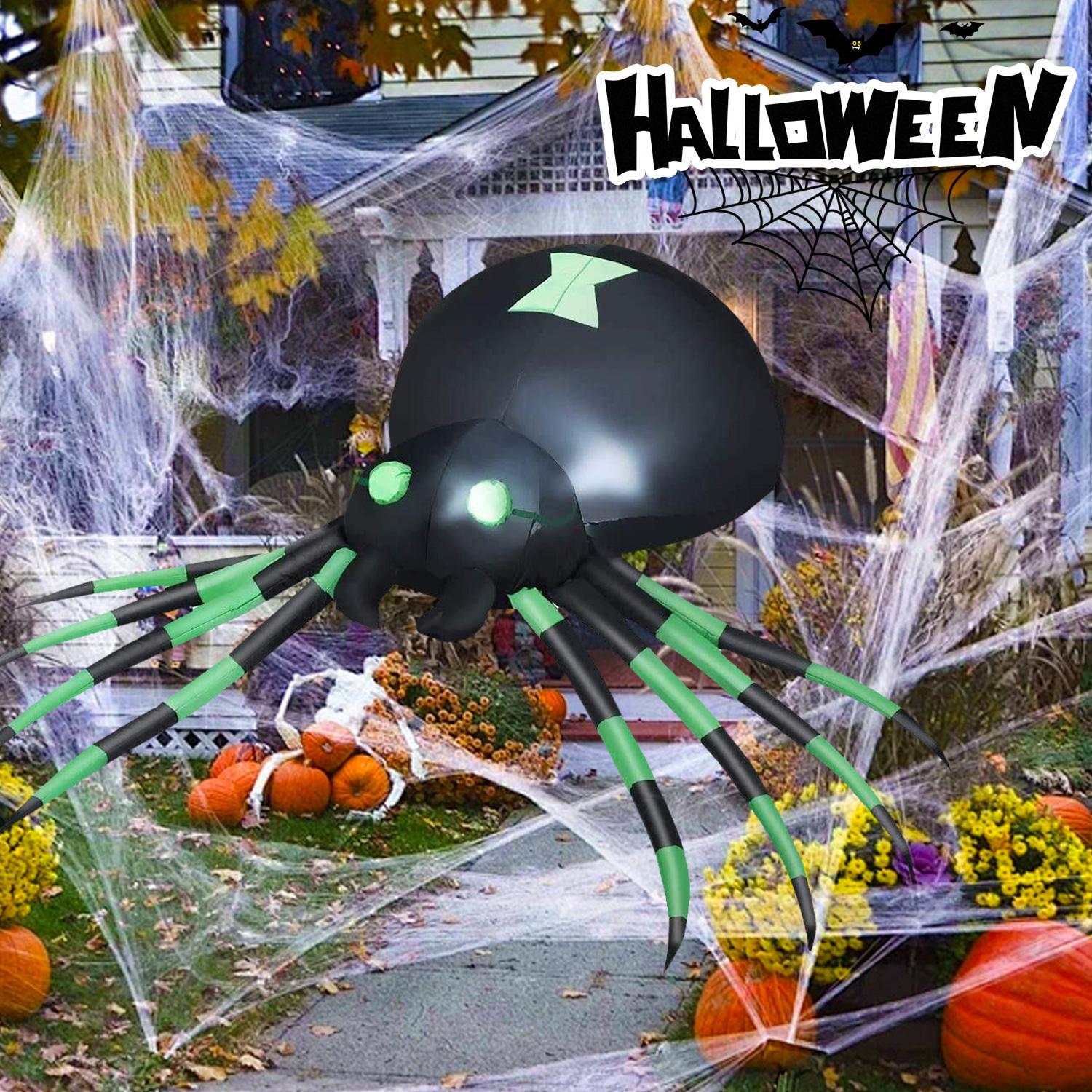 7.2 FT Width Halloween Inflatable Spider Outdoor Decoration with Built-in LED Lights, Spider Blow Up Yard Inflatables for Outdoor Lawn Garden Yard and Holiday Decor