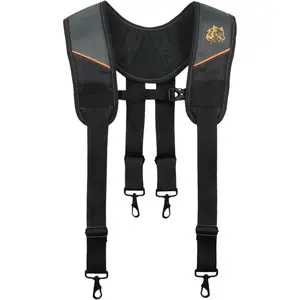WTH2115 Padded 4-point Suspenders for Tool Work Belt | Universal Breathable Comfort Lightweight | Contractors Handyman |    Weight Distribution