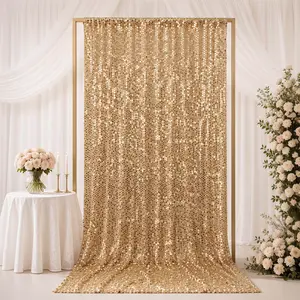 Large Payette Sequin Backdrop Curtain Gold 5ft x 12ft - Big Round Sequin Event Photography Panel with Rod Pocket