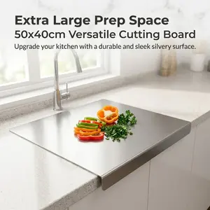 Extra Large Prep Space 50x40cm, 40cmx30cm Versatile Cutting Board, Durable Silvery Surface, Modern Aesthetic, Upgrade Your Kitchen, Non-Disposable