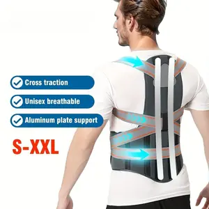 Full Back Posture Corrector with Aluminum Plate Support – Cross Traction Breathable Back Brace for Men & Women (S-XXL)