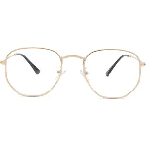 Hexagonal Non-Prescription Glasses Frame for Women Men Designer Square Round Metal Clear Lens Eyeglasses