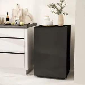 4.5 Cu.Ft Single Door Mini Fridge with Freezer - Household Kitchen Specialty Appliance, Wheels, Adjustable Thermostat, Reversible Door, Black, Sports & Outdoor Use