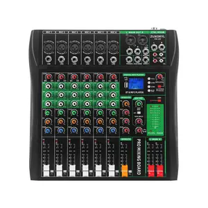 Pro DJ Mixer 6 Channel Audio Mixing Console - smartphone Bluetooth USB Sound Board with 48V Phantom Power for Podcast Streaming Karaoke Studio Recording