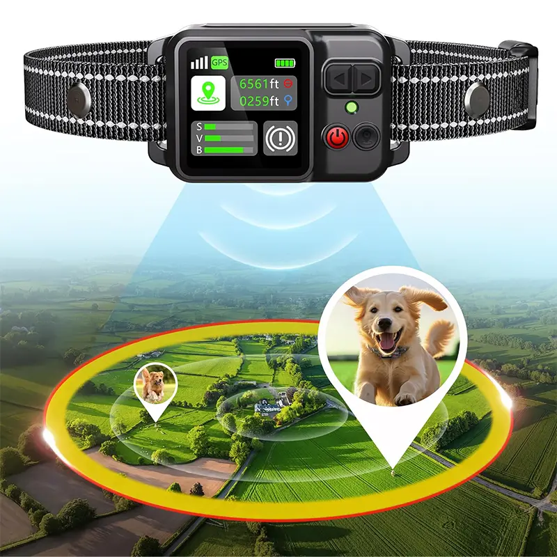 2026 New Wireless Dog Fence System with GPS, Boundary Alert, Safe Containment, Titanium Tips, Adjustable 49 FT-6561 FT Radius, Accurate Positioning Pet Containment Collar for Outdoor Dogs