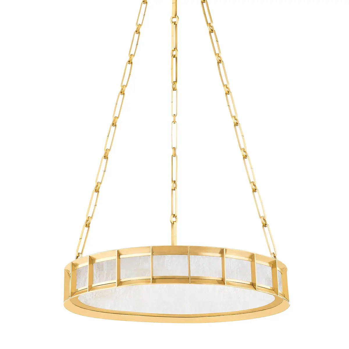 Leda Chandelier With Alabaster Diffuser And Vintage Brass Framework For Modern Elegance
