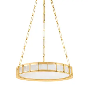 Leda Chandelier With Alabaster Diffuser And Vintage Brass Framework For Modern Elegance