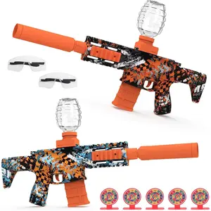 2 Pack Gel Ball Blaster Automatic Electric Splatter Ball Toy 10 Rounds Per Seconds with Rechargeable Batteries, Line, Goggles and Target - Outdoor Activities Team Game Toy Age 14+