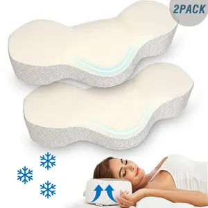 2 Pack Pillows - Soft Chic Memory Foam Neck Pillow, Ergonomic Cervical Pillow For Neck Shoulder Pain Relief, Breathable Design With Cooling Mesh Case, Supportive And Adjustable, Perfect Valentines Gift For Side, Back, And Stomach Sleepers
