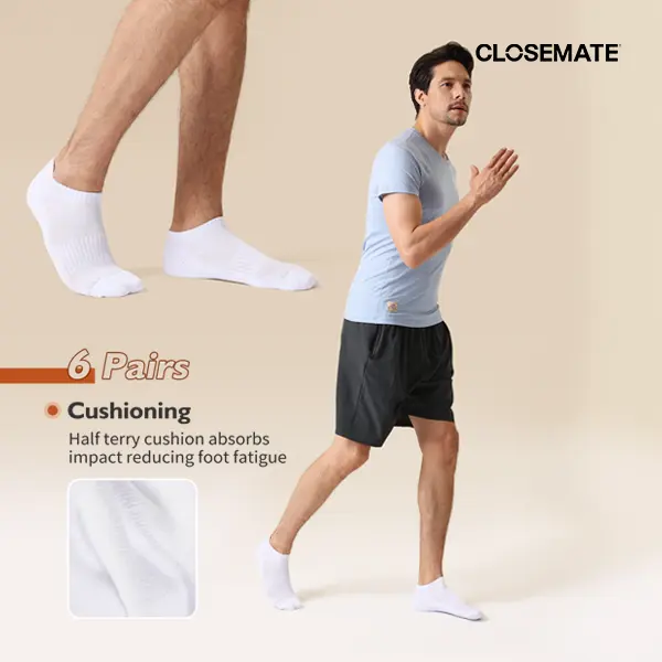 CLOSEMATE Ankle Socks for Men Breathable Cotton Socks Cushioned Socks for Running & Training 6 Pairs