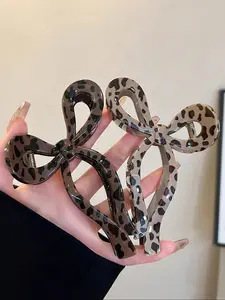 Leopard Pattern Hair Claws, Fashionable Hair Accessories for Women & Girls, Casual Versatile Hair Accessories for Daily Wear, Ponytail Claw Clip