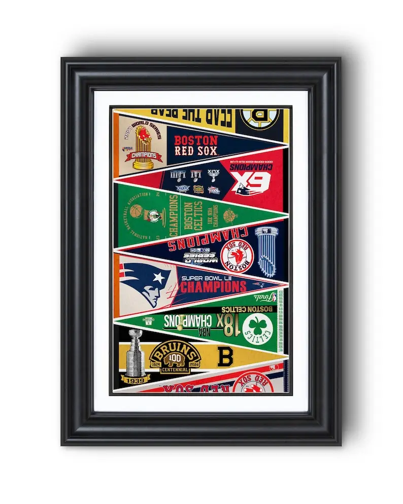 [Unframed] Boston Sports “Vintage Pennants” Collection Print – Classic Championship Wall Art