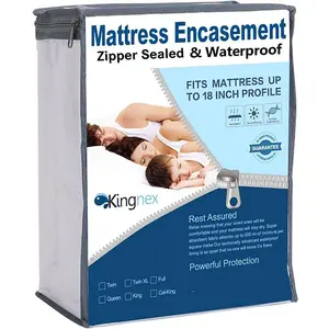 Zippered Queen Size Mattress Protector 6 Sided Complete Cover (Fits 11-15 in Deep) Waterproof Full Coverage Mattress Encasement