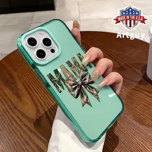 Phone Case for iPhone 16 Plus 15 Pro Max 14 13 12 11 MAMA monogram and leopard print bow  Pattern Non-Yellowing Shockproof Soft Silicone Fashion Transparent Cover