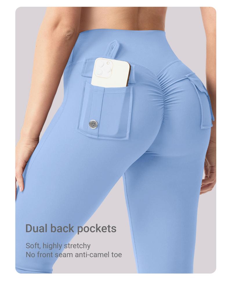 YEOREO CoreFlex Flare Leggings with Pockets for Women Scrunch Workout Leggings Butt Lifting Gym Yoga Pants