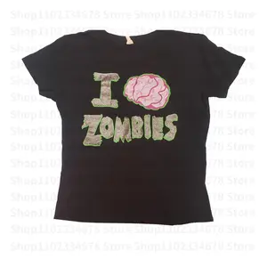 Y2k Style Aesthetics Streetwear Women Baby Tee, Summer Casual Goth 2000s Vintage Grunge Letter Short Sleeve T-Shirt Crop Top Emo Gilrs