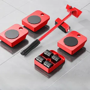 Professional 5-Piece Furniture Lifting Kit with Anti-Slip Pads, Bed Shifting & Floor Sliders, Effort-Reducing Tool Set for Home/Office Heavy Item Movement