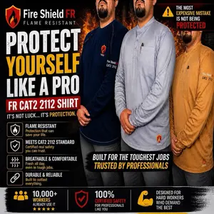 Fire Shield FR CAT2 – Flame Resistant Work Shirt Long Sleeve Menswear Top