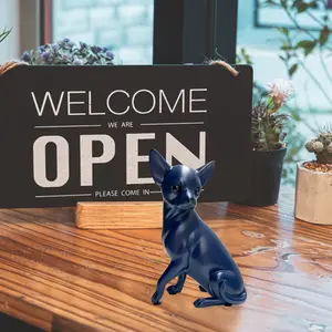 Livfineseason Dog Statue Blue Gifts, Wall Art Shelf Décor Accents Chihuahua Sculpture, Abstract Handcrafted Collectible Animal Dog Figurines for Home Office, Bookshelf, Coffee Table Décor