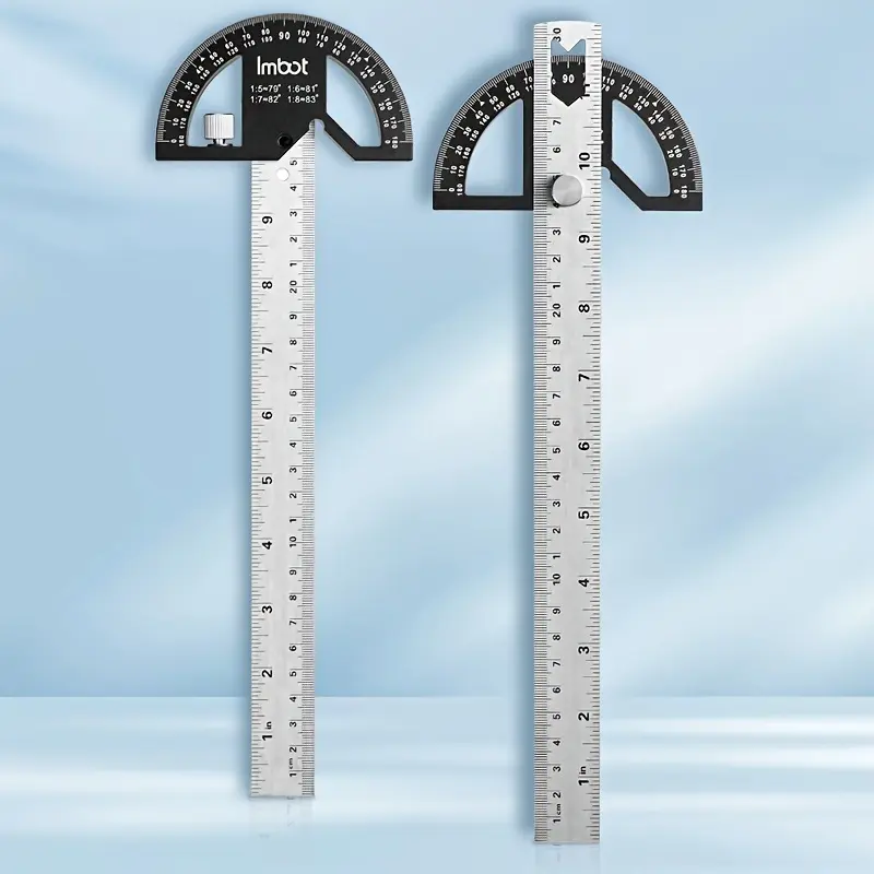 Imbot Multi-Functional Magnetic Suction Angle Measuring Ruler - 0-180° Measuring Tools, Angle Gauges, Magnetic Bubble Level Gauges, Detachable Assembly via Male-Female Double Engraved Mortise and Tenon Joints