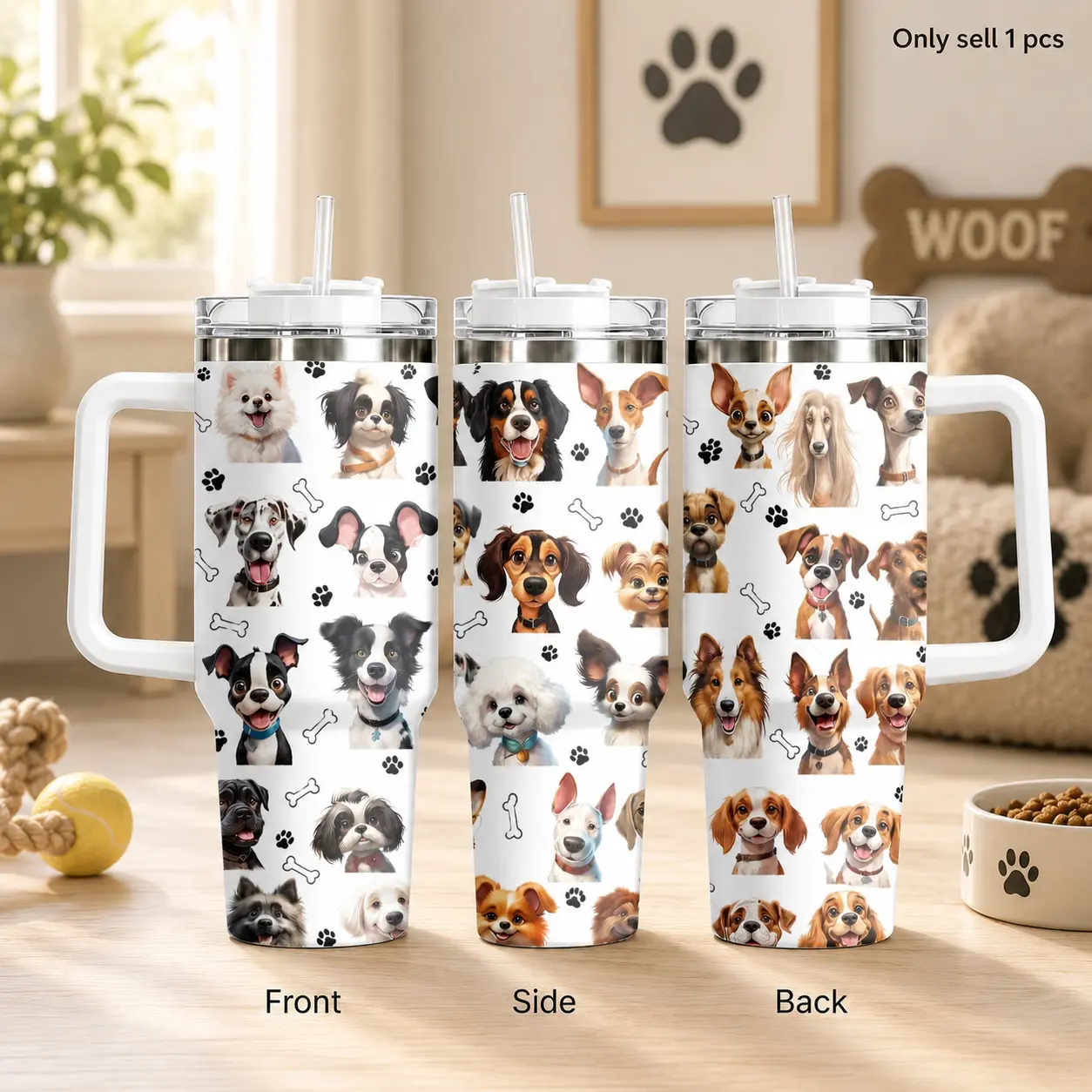 GuLuBoo Adorable Wildlife Face Background Vacuum Flasks 40oz Stainless Steel Insulated Tumbler, Leak-proof Travel Mug with Straw, Portable Water Bottle for Coffee, Gym & Office, Creative Drinkware Cup Ideal Holiday Gift