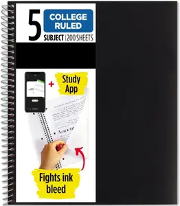 Spiral Notebook, 5 Point, School Ruled, 200 Sheets, 11.0 x 8.5 inches