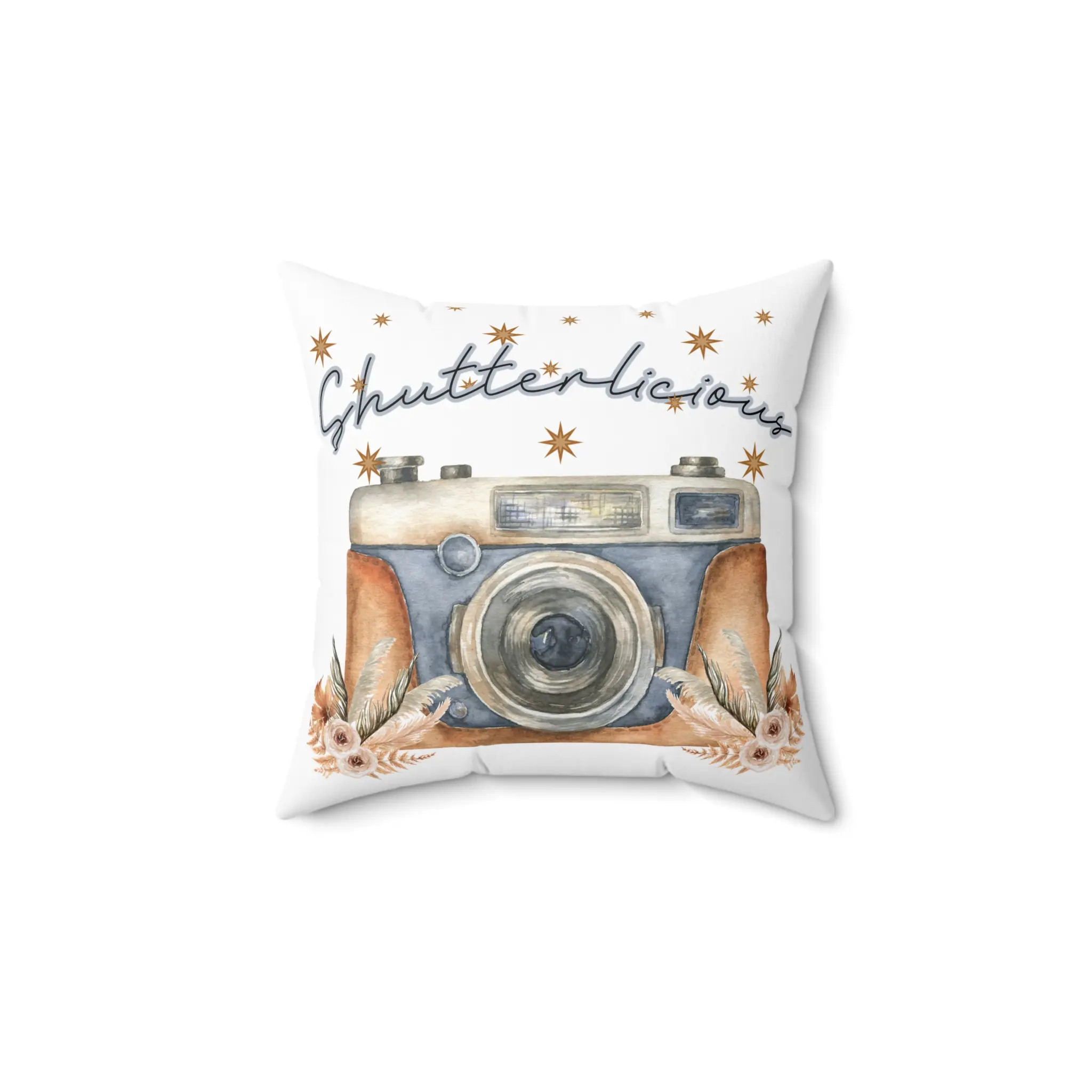 Boho Camera Pillow Vintage Photo Cushion Retro Photography Decor Minimalist Square Pillow Gift for Photographer Home Accent Pillow