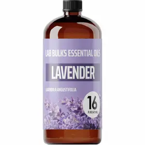 Lab Bulks Lavender Essential Oil 16 oz Bottle for Diffusers, Home Care, Candles, Aromatherapy, Lavender Oil Spray – 1 Pack