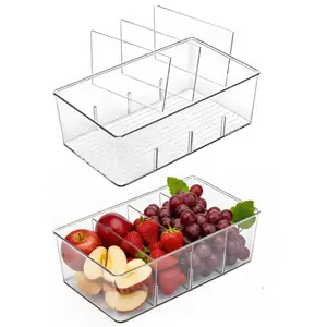 Pantry Organizers and Storage - 2 Pack Kitchen Organizers and Storage for Fridge,Drawer and Refrigerator - Spice Organization for Cabinet,Clear Plastic Stackable Bins for Snack Organizer
