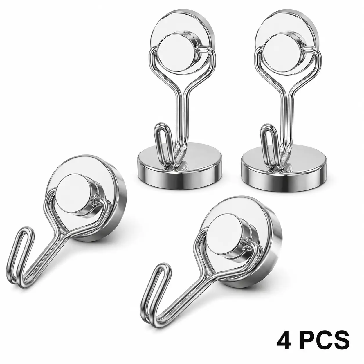 4PCS Strong Magnetic Rotating Kitchen Hooks - 360° Swivel Heavy-Duty Home Organizer Tool for Utensils Storage, Kitchen Space Saver