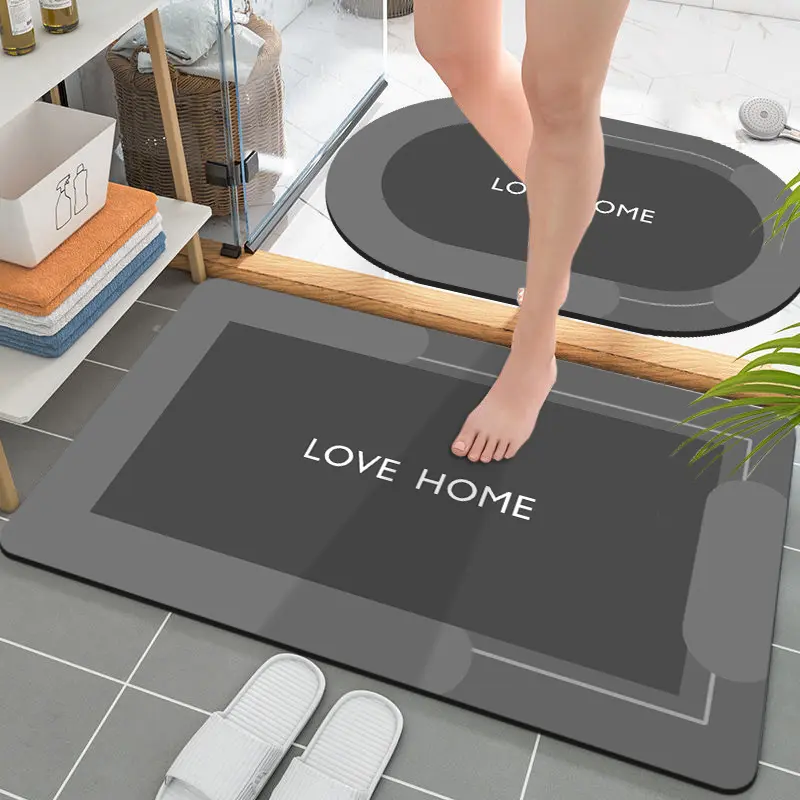 2-Piece Set, 0.1-Inch Thin Model Quick-Drying Bathroom Anti-Slip Mat, Water-Absorbing Mat, Room Decoration, Suitable For Hotels Washbasin