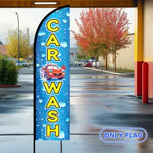 1pc Car Wash Feather Flag 78.8"x19.7" - Vibrant Polyester Outdoor Advertising Sign Weather-Resistant Auto Detailing Banner for Driveway Entrance, Vehicle Service Promo & Car Dealer Display