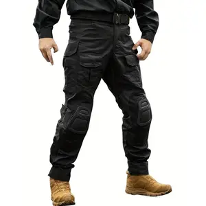 Men'S Camo Tactical Pants With Knee Pads, Camo Cargo Pants Hunting Hiking Outdoor Pants 10 Pockets
