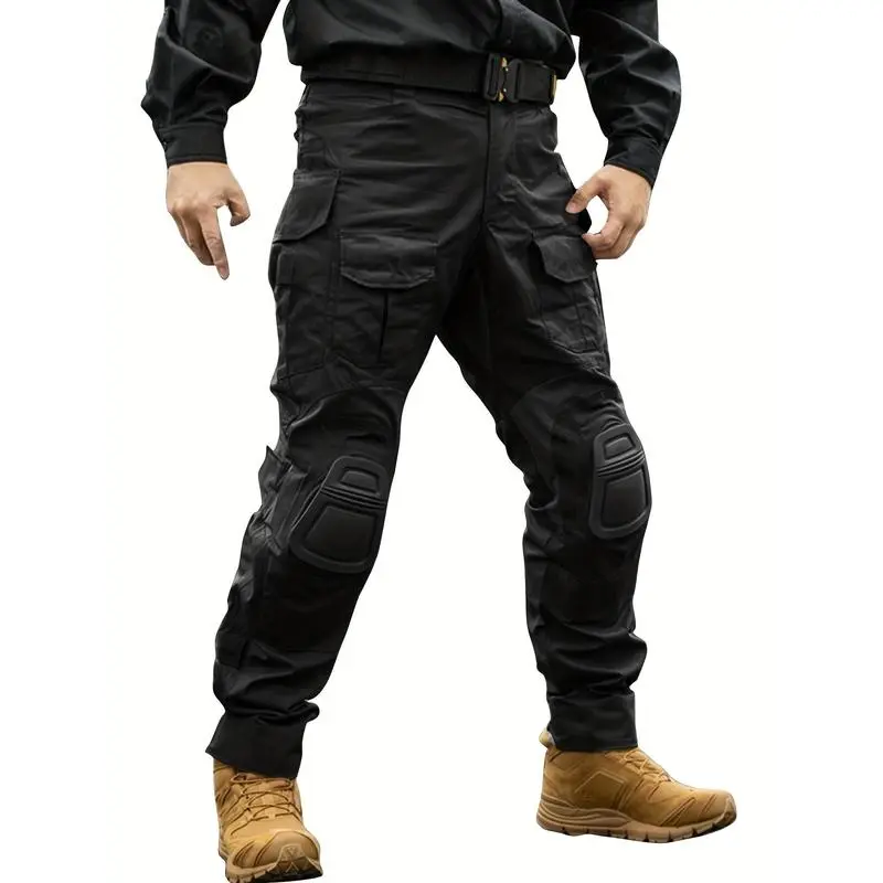 Men's Camo Tactical Pants with Knee Pads, Camo Cargo Pants for Hunting, Hiking, and Outdoor Activities with 10 Pockets