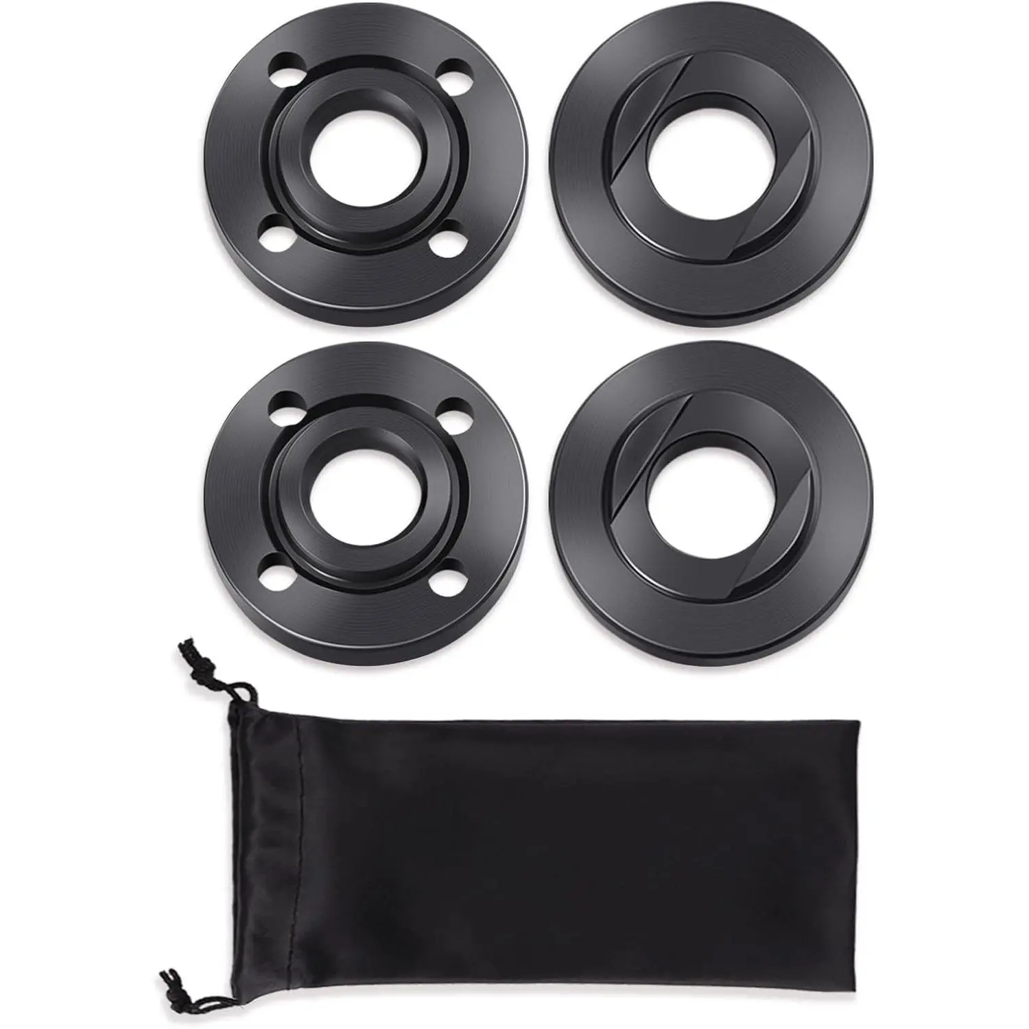 4PCS High-Quality Carbon Steel Angle Grinder Flange Nut Set, Easy to Replace & Install Lock Nuts with Storage Bag, 5/8"-11 Threaded Shaft, 6.3x3.15in Size for 4.5"-5" Grinders (Compatible with Milwaukee, Makita, Metabo, Dewalt, Bosch, Ryobi, Black Decker)