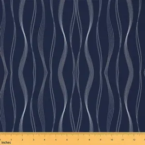 Feelyou Navy Blue White Striped Polyester Fabric by the yd - 3 yds, Geometric Pattern, Colorful Design, Waterproof, Easy to Clean, Upholstery Fabric for Chairs, Indoor and Outdoor Use