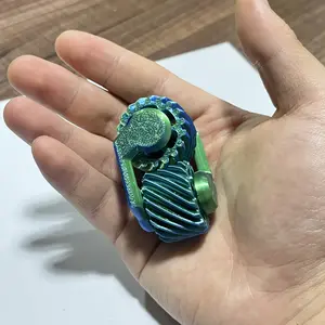 Mechanical double helical gear gyroscope, 3D printed smooth rotating stress-relief toy