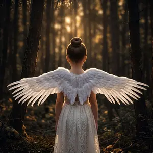Children's and adults' white swallow-shaped artificial feather wings, lightweight stage performance accessory, angel wings, children's and adults' flower boy birthday party photo prop