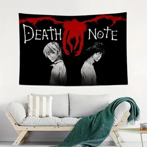 Death Note 3x5ft Flag Premium Polyester Tapestry Anime Art Print Wall Hanging for College Dorm Man Cave Decor Banner with 4 Grommets Solid Color Decorative Decoration Modern Stripe Design Size