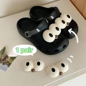 Anime Shoe Accessories Button Set, Cute Cartoon Funny Big Eye Decoration Shoes Buttons, Fashionable Shoe Flower Pins Collection