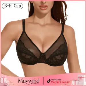 【Maywind】 Minimizer Bras for Women Enchante Full Coverage Underwire Bras Plus Size Lifting FloralLace Brafor Heavy Breast 38DD Size Comfortable Stylish Fit Holiday Gifts Minimalist Womenswear bra bras for women Mother's Day gift