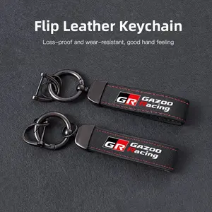1Pcs Leather Keychain Hand-Woven Key Rope Key Ring Auto Emblem Accessories For Toyota 86 Mirai Supra Prado Alphard Crown Vellfire Sequoia Venza Avalon Prius Camry Yaris RAV4 Highlander Sienna Reiz Auris Harrier Fortuner CHR