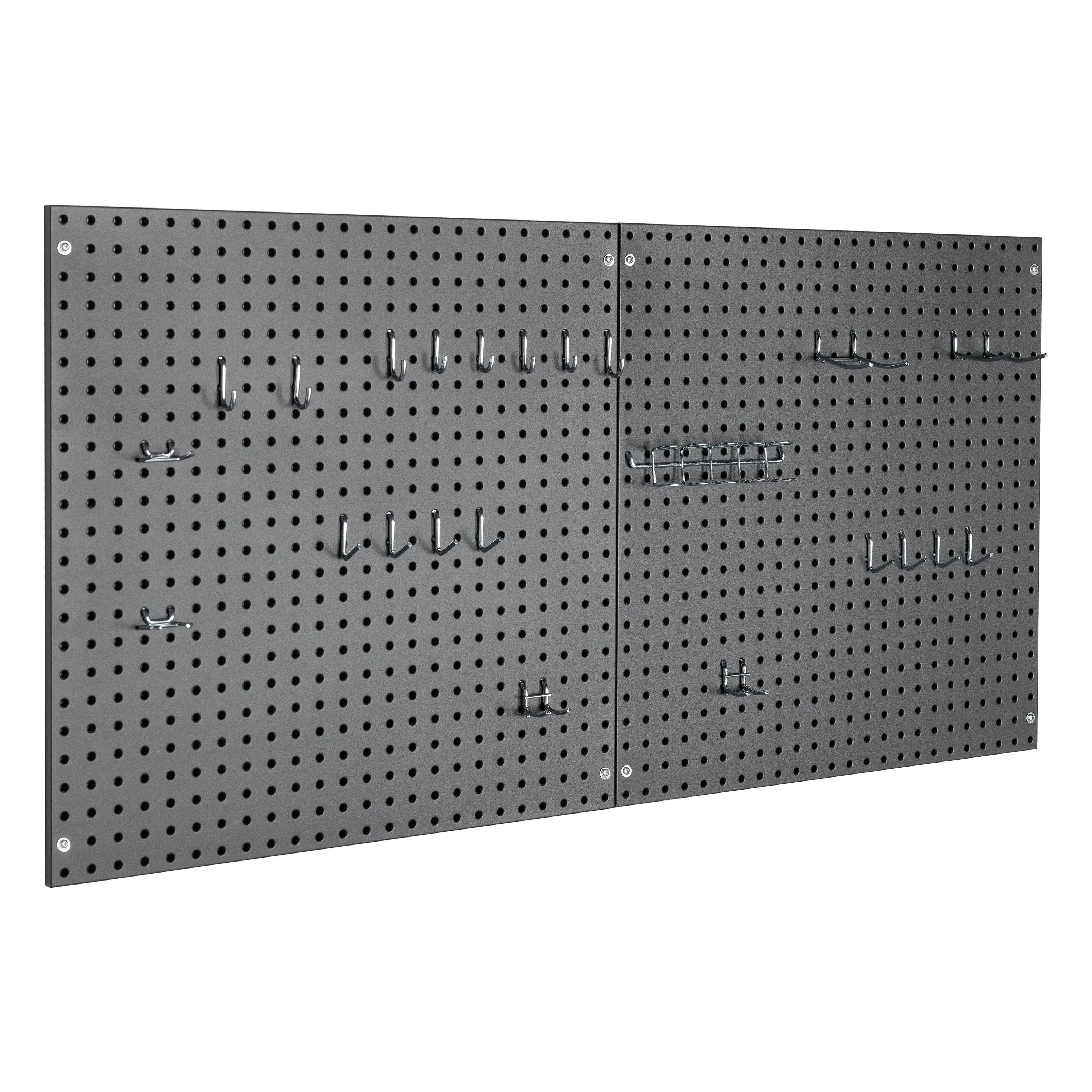 Graphite UltraHD® Steel Pegboard Organiser Set - 2-Piece Tool Racks, Space-Saving Design, 23-Piece Hook Assortment