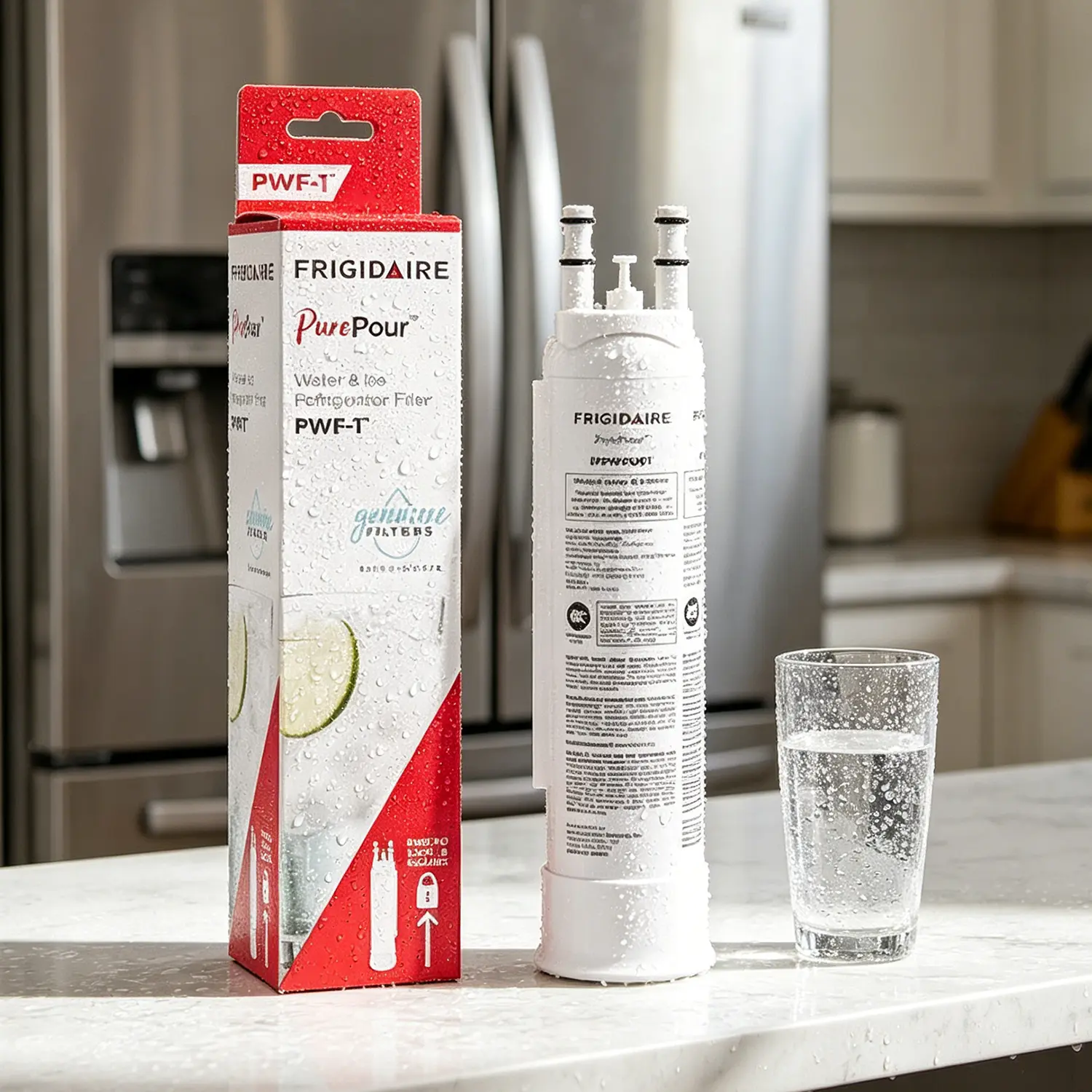 Frigidaire EPPWFU01 PurePour PWF-1 Refrigerator Water Filter, Replacement Cartridge Reduces 99% of Contaminants (Chlorine, Lead, Mercury), NSF/ANSI 42, 53 & 401 Certified, 6-Month Lifespan